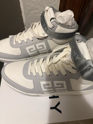 Givenchy G4 High-Top Grey White Leather Sneaker Shoe Trainer Size 45 / 11.5 US