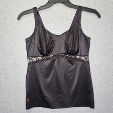 Ruby Ribbon Camisole Women 42 Black Lace Trim Shapewear Slimming Tank Top