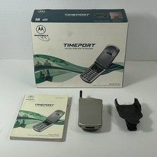 NEW Vtg Motorola Silver TIMEPORT P8767 Flip Cell Phone w/ Box Instructions