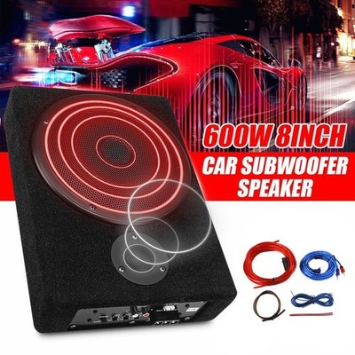 8'' 600W Car Subwoofer Under-Seat Amplifier Speaker Audio Sub Woofer Slim Box US