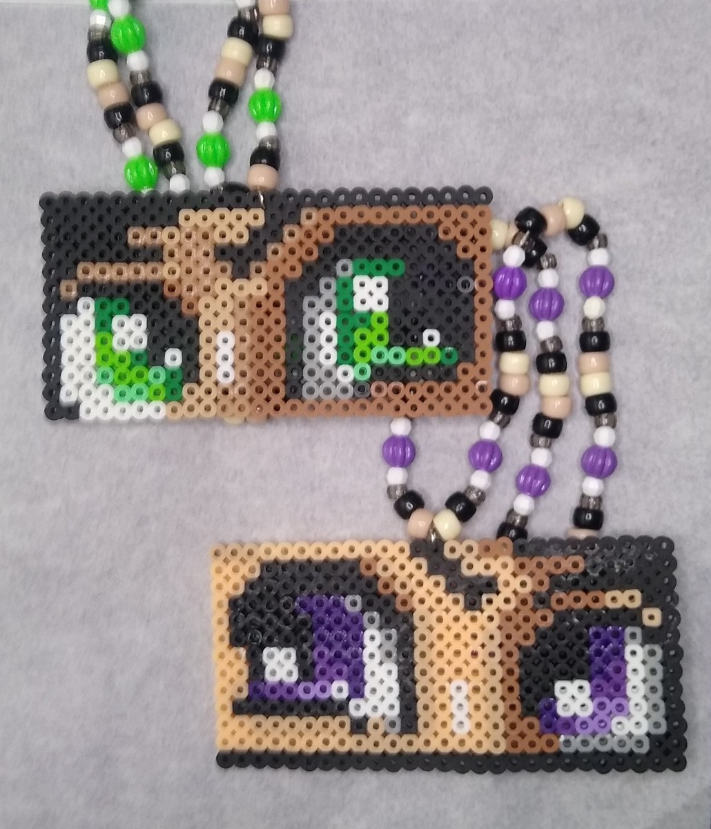 Easy Enderman Perler Beads Anime Eyes Perler Bead Kandi Necklaces