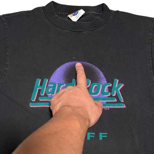Vintage 1989 Hard Rock Cafe Canada Banff Double Stitch Black Shirt Men's Small - Picture 4 of 10