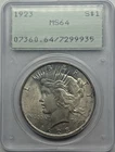 1923 Silver Peace Dollar MS 64 PCGS Certified