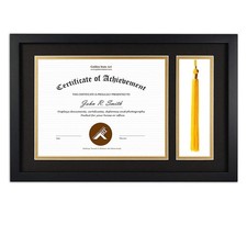 Golden State Art 11X17.5 Black Diploma Frame Tassel Holder For 8.5X11 Diploma