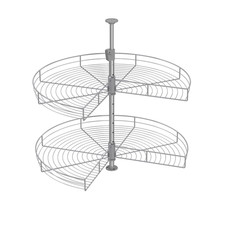 Stainless Round Lazy Susan Double Shelf Organizer for 33-36 Corner Base Cabinet