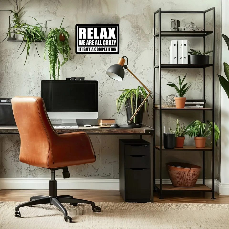 Letrero de hojalata Relax We Are All Crazy Joke divertido de metal de hojalata, 12x8 pulgadas, arte de pared hogar... Foto 2 de 4