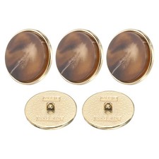 5pcs Metal Pattern Round Sewing Buttons 25mm Resin Craft Buttons, Dark Brown