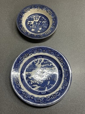 Churchill England Willow Blue Dinnerware Pieces Georgian Shape Set 2