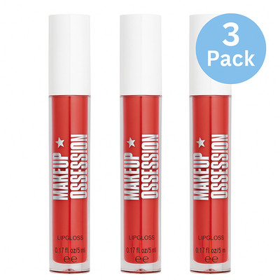 Makeup Obsession Lip Gloss Red 5ml 3 Pack New