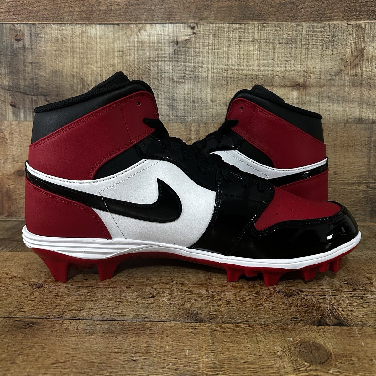 Nike Air Jordan 1 Mid TD AJ Football Cleats Mens 13 Bred Toe 