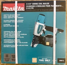 *NEW* Makita AN613 2-1/2 in. Pneumatic 15° Siding Coil Nailer Aluminum Housing