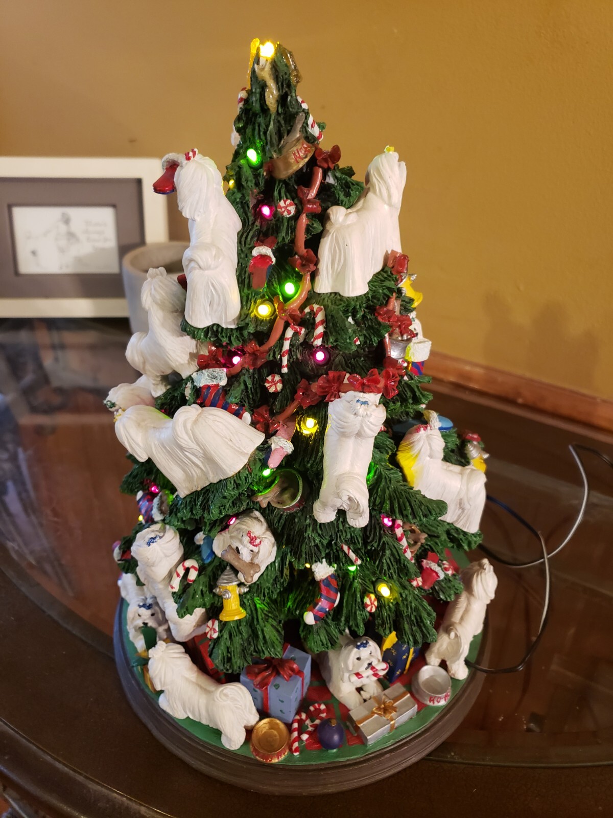 Danbury Mint Maltese Dog Christmas Tree Figurine 12 inch Missing Star