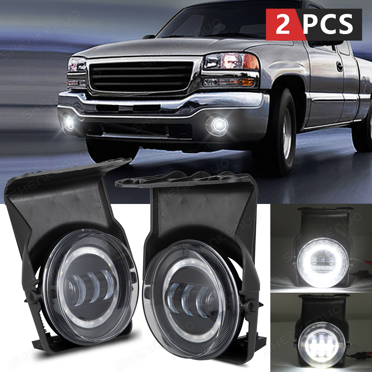 PIT66 Fog Lights, Compatible with 03-06 GMC Sierra 1500 2500 3500