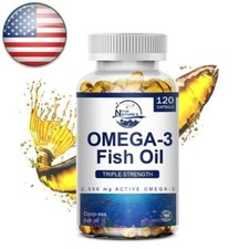 Omega 3 Fish Oil Capsules Triple Strength EPA DHA, Burp-Less 120 sofgels NEW