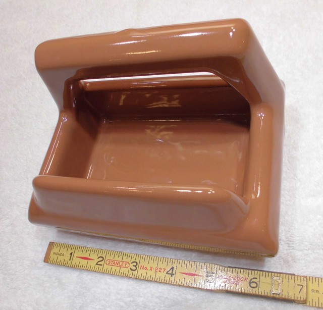 Vintage *Medium Brown* Ceramic Soap Dish with Grab Bar…The Fairfacts Co