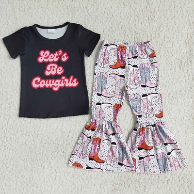 Let's Be Cowgirl Country Girls Toddler Bell Bottom Pants Outfit