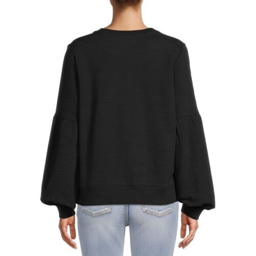 Time and Tru Women's Blouson Sleeve Sweatshirt Black X-Large (16-18) - Picture 2 of 4