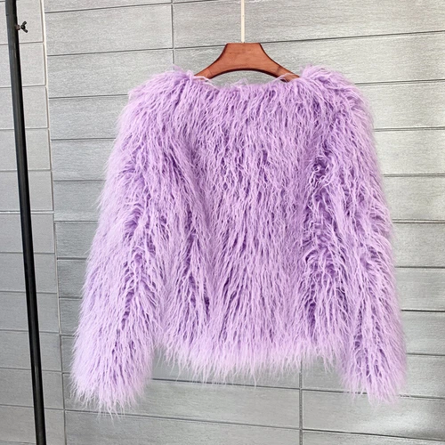 Short Fit Women Shaggy Faux Fur Coat Winter Warm Jacket Fluffy Cardigan Outwear - Bild 51 von 53