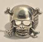 Vintage WTS Watson Signed Sterling Silver Biker Skull Bones Helmet Men’s Ring 13