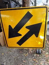 HUGE - 3 FOOT - TWO WAY TRAFFIC 2 WAY Aluminum Road/Highway/Street Sign 36 x 36"