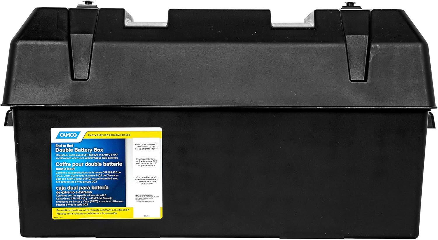 Double Battery Box for RV. Marine. Automotive – Heavy-Duty Polymer Case ...