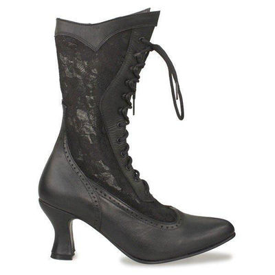 Black Leather and Lace Vesper Oak Tree Western Victorian Boots size 6 and 6.5