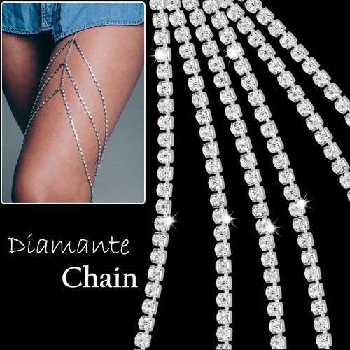 10Metres Silver Rhinestone Diamante Chain for Jewelry Necklace Sewing Decoration