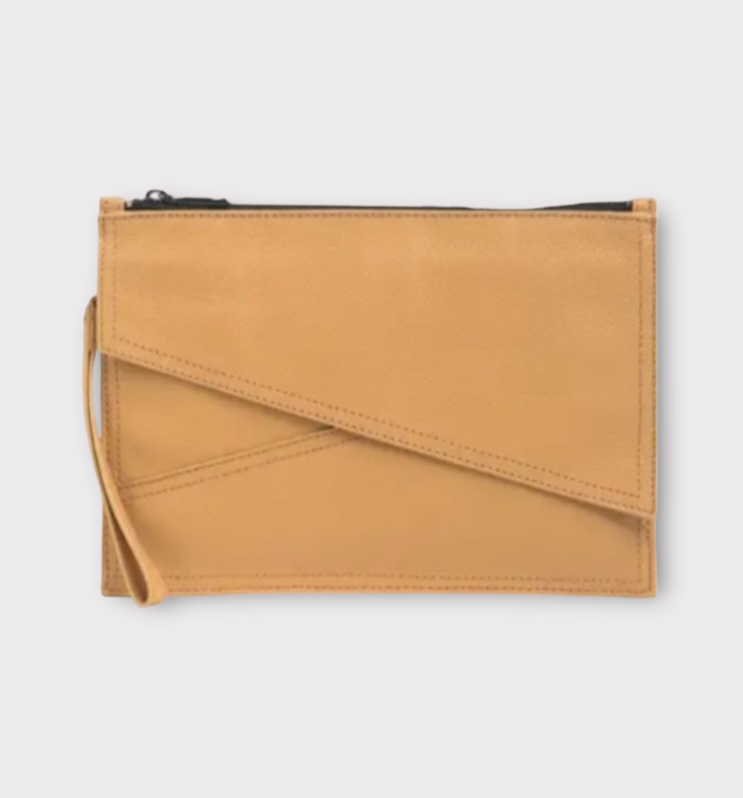 Botkier Clutch Zip Purse Crosstown Large Wrist Strap Leather Color Camel NWT NIB