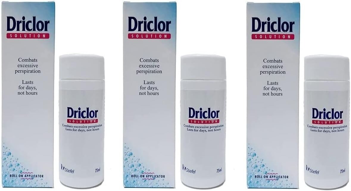 Driclor Antiperspirant Roll On Stops Excessive Sweating - 75ml Pack of 3