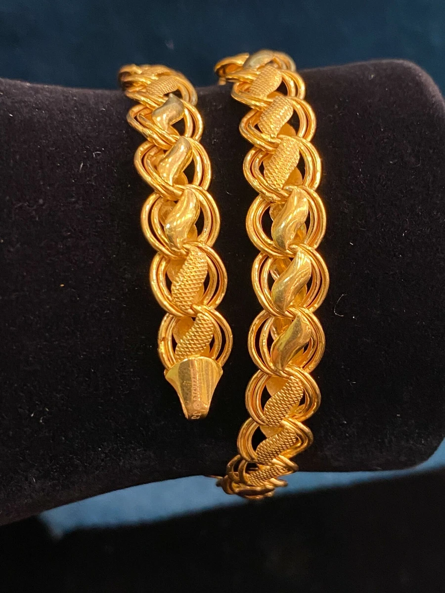 22K Yellow gold Men's Bracelet Beautifully handcrafted diamond cut design  25 | eBay