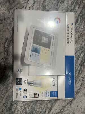 New Google Nest Hub 2nd Gen. 7'' Smart Display and Wiz Smart Bulb Value Pack