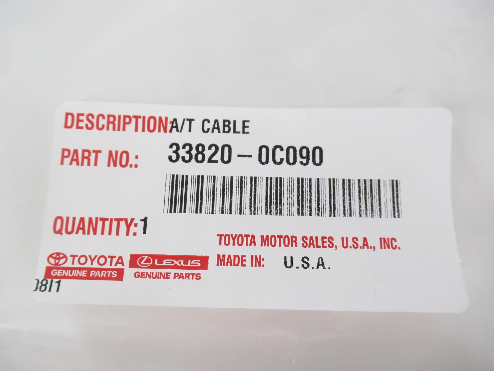 Genuine Toyota Tundra Sequoia 5.7L Floor Shift Cable 33820-0C090 OEM