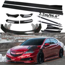 For Acura TLX 2015-2017 Front Bumper Lip Spoiler Side Skirts Rear+Glossy Black
