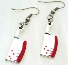 Halloween cleaver knife novelty earrings jewelry 