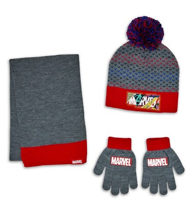 Boys Hat Gloves Scarf Set MARVEL New