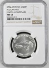 1986 Vietnam 100 Dong Silver World Coin ~ NGC MS68 100th Anniversary Automobile