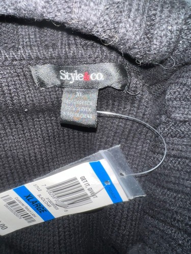 New STYLE & CO Sweater Sz XL Black Charcoal Gray Turtleneck SS Pullover Knit Top - Picture 5 of 5