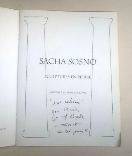 Sacha Sosno Catalogue Sculptures en Pierre avec Dessin Original Signé 1992 - Photo 1/8