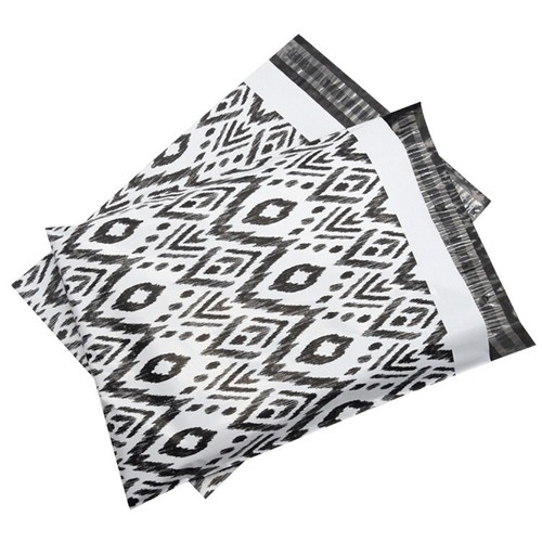 100x DESIGNER MAILER BAGS iKAT B&W PRINT 10x13'' 25x33CM POLY MAILING ENVELOPE - Picture 5 of 8