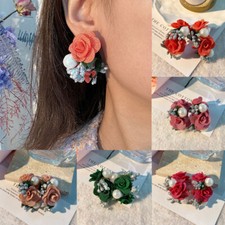 Bohemian Flower Cloth Ear Stud Earrings Statement Women Jewelry Party Accessory