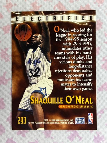 1995-96 SkyBox Premium Shaquille O'Neal elektrifiziert #293 Orlando Magic - Bild 2 von 2