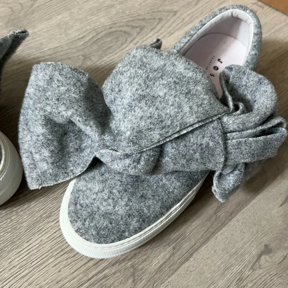 JOSHUA SANDERS 鞋女式 39 灰色毛毡蝴蝶结懒人运动鞋意大利制造 — 第 3/4 张图片