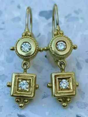 2Ct Moissanite Teardrop Emerald Halo Gift Drop Earrings 14K Yellow Gold Plated