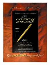 1946 Eversharp Pens Vintage Print Ad Wrought In 14 Karat Gold Throughout 