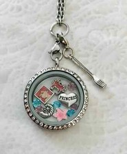 Disney Little Mermaid Ariel Silver Stainless Steel Memory Locket w/ Charms Fork