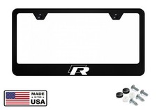 Reflective Vw Golf R 100 Black Stainless Steel License Plate Frame Screw Caps