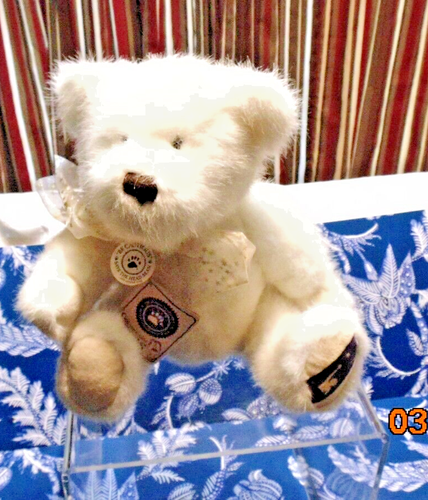 Boyds Plush Stuffed Bear #51112 VANESSA R ANGEL 12"IVORY FAUX MINK FOR Starlight