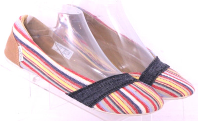 Keen 010314 Cortona Vegan Striped multicolor denim Ballet Flats shoes Women's 8