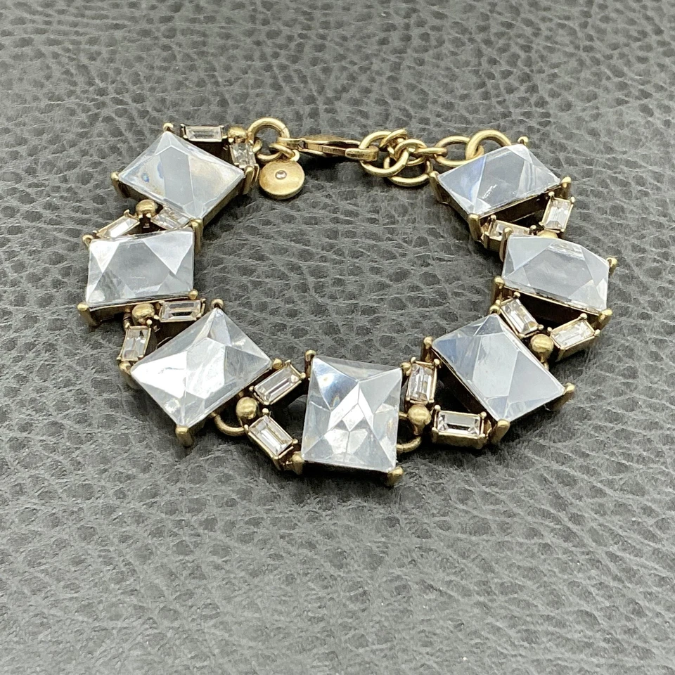 Pulsera J.Crew Cristal Estrás Para Mujer Tono Dorado Eslabón Distintivo Ajustable Foto 2 de 4