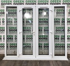 FRENCH DOORS WITH SIDELIGHTS USED UPVC PLASTIC DOUBLE GLAZED WHITE EXTERNAL
